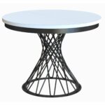 OKRĄGŁY STÓŁ rozkładany LORENZO Z MASKOWNICĄ 100 cm+40cm czarny/biel alpejska