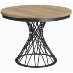 OKRĄGŁY STÓŁ rozkładany LORENZO Z MASKOWNICĄ 100 cm+40cm czarny/artisan - obrazek 5