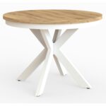 OKRĄGŁY STÓŁ rozkładany BELLAGIO Z MASKOWNICĄ 100 cm+80cm biel/kraft złoty