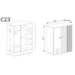 Szafa trzydrzwiowa z lustrem CALI C-23 ARTISAN - obrazek 2