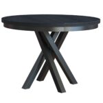 OKRĄGŁY STÓŁ rozkładany MARCO Z MASKOWNICĄ 100 cm+40cm czarny/czarny painflow